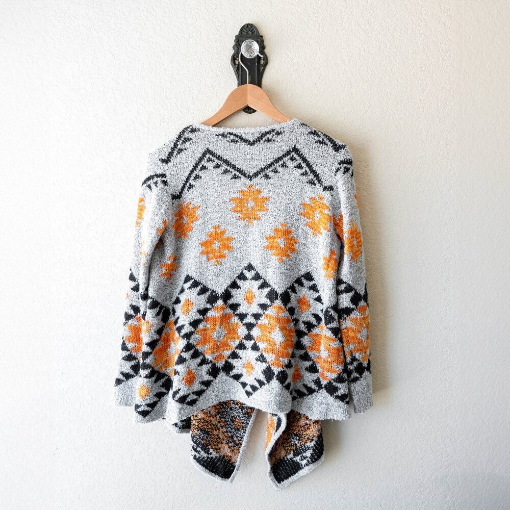 Charming Charlie Tribal Aztec Knit Cardigan Size Small Open Front Drape Sweater - Picture 7 of 8